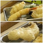 Tempura Ya Kita - ＊天ぷら定食の「海老」「玉ねぎ」「ピーマン」 ＊天ぷら定食の「カマス（だったような）」