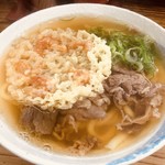 弥太郎うどん - 肉うろんに海老天をトッピング