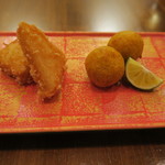 聖護院大根おかき揚げ、南瓜揚げ饅頭