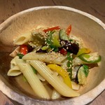 Japanese-style penne with chicken stock (with bread)