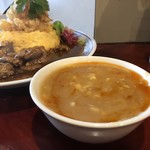 大衆中遊華食堂 八戒 - 八戒丼の豚骨餡アップ