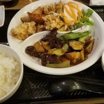 明香音 - 欲張り定食～北海道牛のオイスター炒め～(980円)