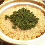 日本料理　　銀扇 - 銀扇にぶらり途中下車の旅で石丸謙二郎さんが食べた小松菜ランチの土鍋 