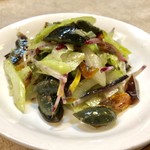 ゆたか - レタスとセロリの海老油あえ +ピータン