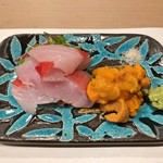 うを徳 - 銚子 金目鯛 + 釧路 馬糞雲丹 + そばの芽