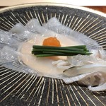 菊鮨 - 天然とらふぐのお刺身・・適度な歯ごたえがあり、美味。
