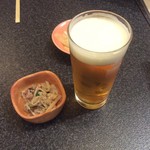 Sushizammai - 生ビールと付き出し 550+200円