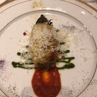 Ristorante Crocifisso - ツリーに見立てたナスのパスタナスにパスタが巻かれて焼かれてます。