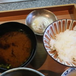 日本料理 きた川 - ご飯、味噌汁など