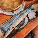 魚竹 - 本日の100円おつまみ  秋刀魚の塩焼き