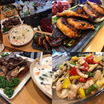 ばんじょう - 美味しそうな大皿料理達…チキンの照り焼きの完成品も載せてあり〼♪