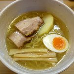 中華そば 慈庵 - 別皿の具を麺に乗せました