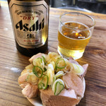 特麺コツ一丁ラーメン - 瓶ビールとおつまみ 600円