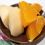 うを徳 - 2018.12 フルーツ盛り（新潟ルレクチェ、鹿児島大将輝）