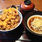 いっちょう - 海鮮つまみ揚天丼小ぶっかけそば　1050円