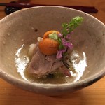 手酌割烹 てら田 - 先付け 飛騨牛の洗い