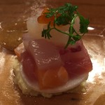 手酌割烹 てら田 - 本日の造り
      泡醤油