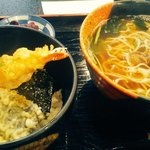 Kakutani Rouho - 小天丼とほたてそばセット