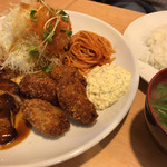 くま食堂 - かきフライ定食