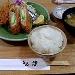 Tonsei - アスパラ肉巻フライとポークメンチカツ定食