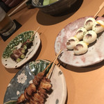 きんぼし - うずらは黄身が絶妙な半熟に焼いてありました