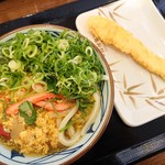 Marugame Seimen - かに玉あんかけ･並(690円)といか天(120円)