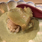 くりや - 松前産蝦夷鮑の酒蒸し、肝ソース