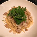 山下食堂 - 鶏ひき肉と蓮根とルッコラのリングイネ