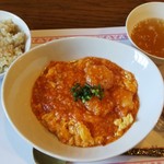 麗江 - 卵とエビのチリソース煮セット