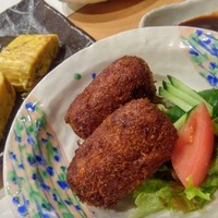 本格肉料理 丸小 - 名古屋コーチンだし巻きと黒毛和牛コロッケ