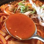 さんか亭 - 【2018年08月】韓式ピリ辛チャンポン麺、スープアップ。