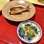 銀座 しのはら - 本諸子の炭火焼き 木の芽酢で1