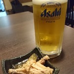 炭火やきとり 武 - ビール＆お通し