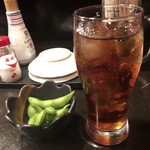 Yakitori Sawa - お通し（枝豆）300円＋税   ウーロン茶 250円＋税