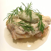レストランエール - 魚料理：天然平目、白子、湯葉 平目がしっとり。白子と湯葉とろとろ感がいい。煮切りで仕上げているそうです。