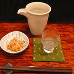 家のごはん - 酒は一の蔵、お通しは温かい切干大根