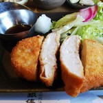 釜炊近江米 銀俵 - 分厚いチキンカツ