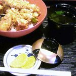 輪一 - 天丼、すまし、香の物