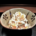 蕎麦屋 にこら - 2017年11月お昼の柿自家製鴨の生ハム白和え