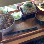 巴屋 - 穴子天丼とざる蕎麦のセット ¥1,000-