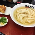 極楽うどん TKU - 鶏天セット（￥790）：ひやかけ、鶏天2個