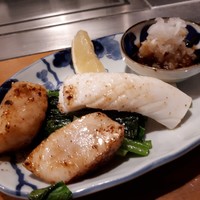 OSAKA きっちん 銀座本店 - アオリイカ塩焼きとホタテバター醤油焼き