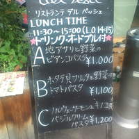 デル ペッシェ - ランチタイムの外看板