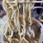 ラーメン英二 - 【2019.1.4】中加水の極太麺は固めな茹で上げ。