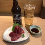 てんぐ - ホッピーにチェンジ(^^)
      マグロのお刺身を添えて(^^)