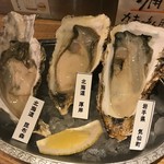 のどぐろ屋　牡蠣右衛門 - 生牡蠣3種食べ比べ(1180円)