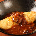 Fluffy omelet beef stew sauce