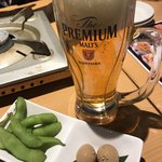 個室居酒屋 博多串焼き＆肉寿司食べ放題 ふくとら - ビールとお通し