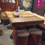 とんかつ青柳 - 木の椅子は30年前からあります