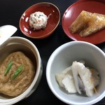 農家レストラン大門 - 白和え,ゆべす,かぶら寿司,丸山の煮物